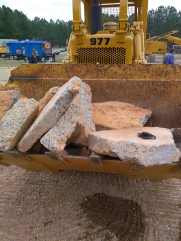 Concrete Slabs about to be crushed by the Rebel Crusher